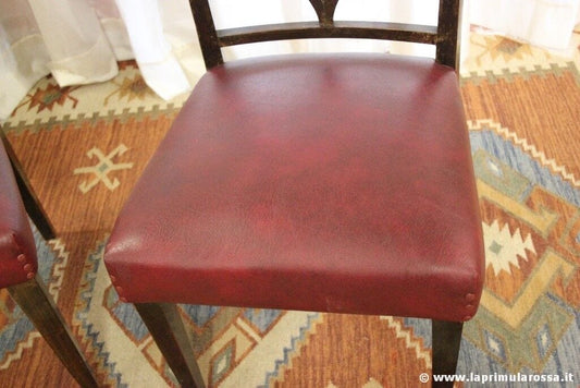 COPPIA DI SEDIE D'EPOCA PER STUDIO - SEDIA ANTICA IN LEGNO SEDUTA ECOPELLE Arredamento