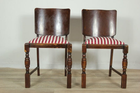 Coppia di sedie vintage anni 60 sedia vecchia in legno seduta imbottita a righe Arredamento