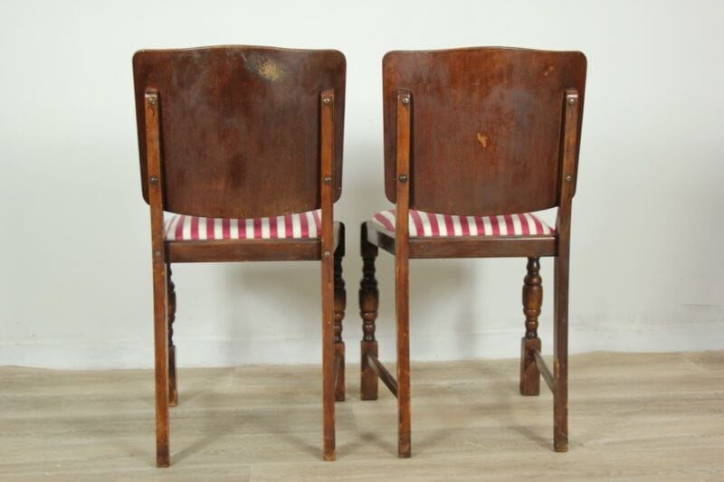 Coppia di sedie vintage anni 60  sedia vecchia in legno seduta imbottita a righe Arredamento