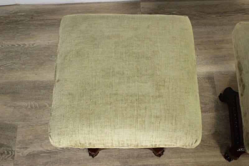Coppia di Sgabelli antichi in legno di noce pouf per salotto epoca 800 panchetta Arredamento