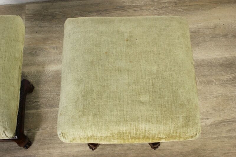 Coppia di Sgabelli antichi in legno di noce pouf per salotto epoca 800 panchetta Arredamento