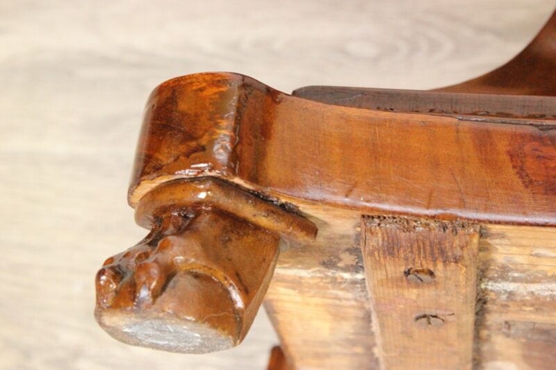 Coppia di Sgabelli antichi in legno di noce pouf per salotto epoca 800 panchetta Arredamento