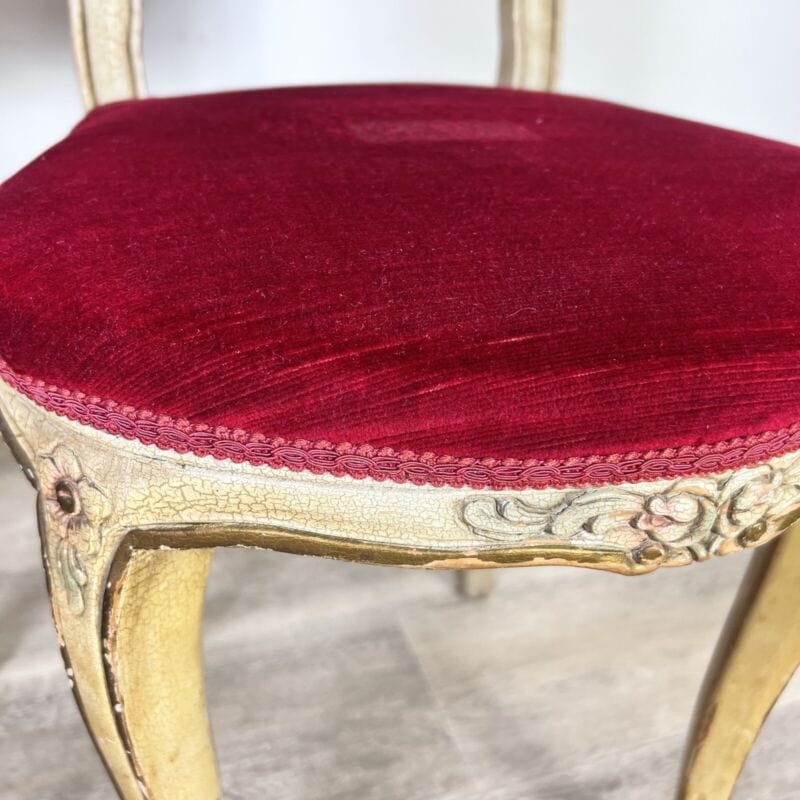 Coppia Sedie antiche in legno stile veneziano ingresso sediolina rossa vintage Arredamento