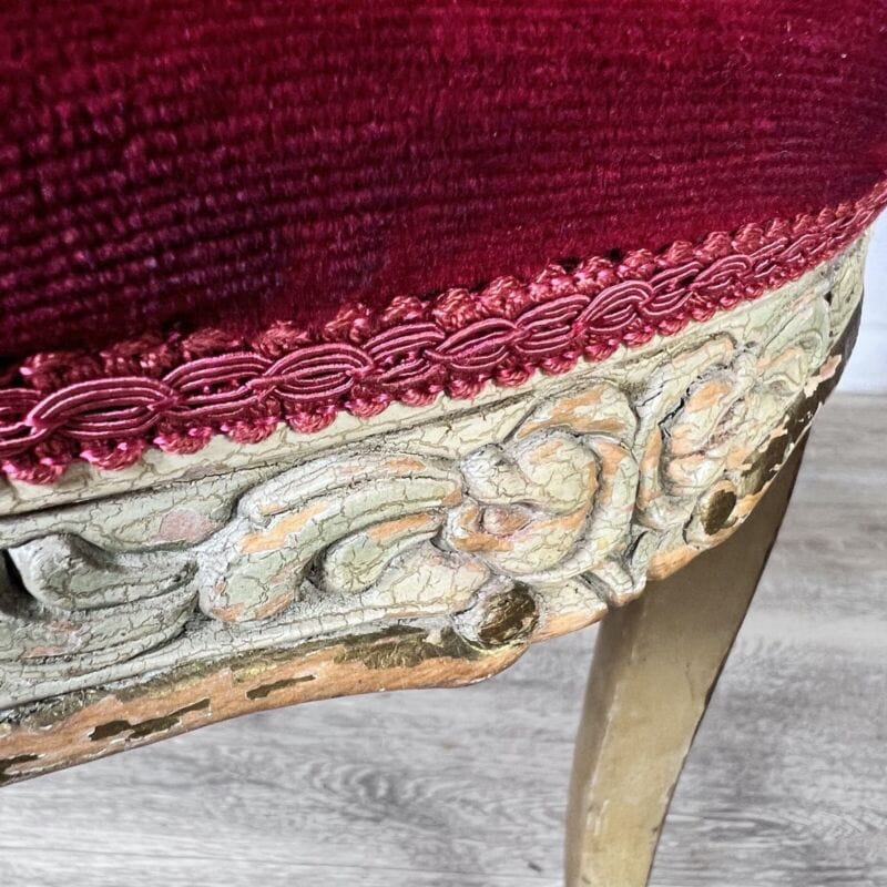 Coppia Sedie antiche in legno stile veneziano ingresso sediolina rossa vintage Arredamento