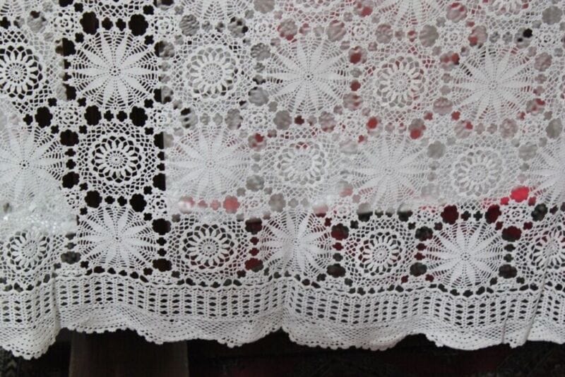 COPRILETTO MATRIMONIALE VINTAGE IN COTONE LAVORATO UNCINETTO ITALIAN BEDSPREAD Corredo Pizzi e Tessuti