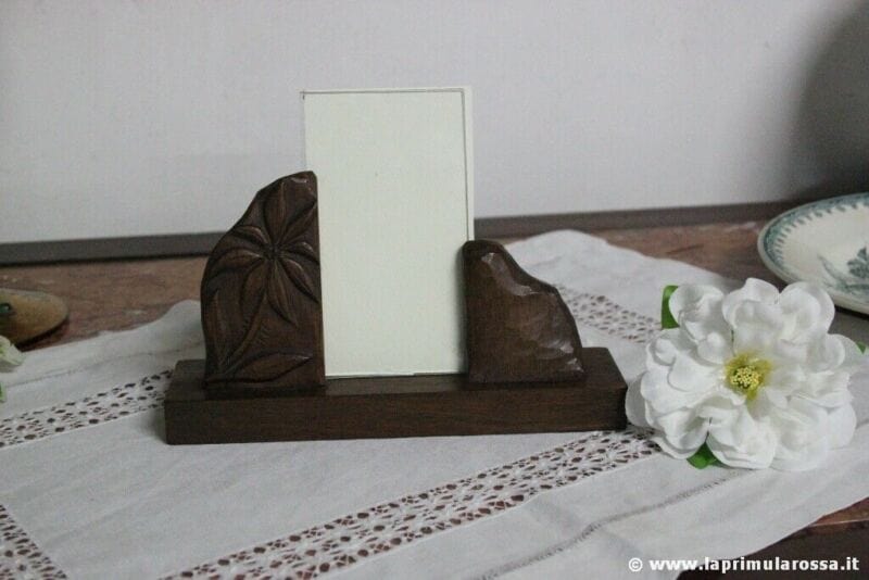CORNICE PORTAFOTO DECO IN LEGNO E VETRO VINTAGE WOODEN PHOTO FRAME PORTARITRATTO Complementi d'arredo