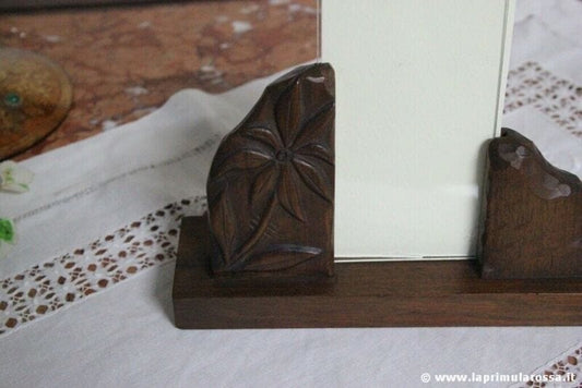 CORNICE PORTAFOTO DECO IN LEGNO E VETRO VINTAGE WOODEN PHOTO FRAME PORTARITRATTO Complementi d'arredo