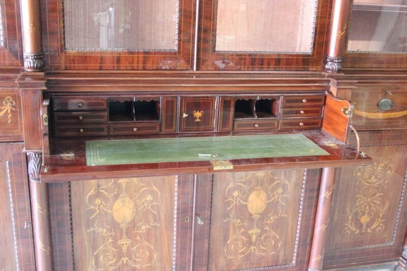 Credenza antica mobile libreria grande vetrina d'epoca stile 800 inglese intarsi Arredamento