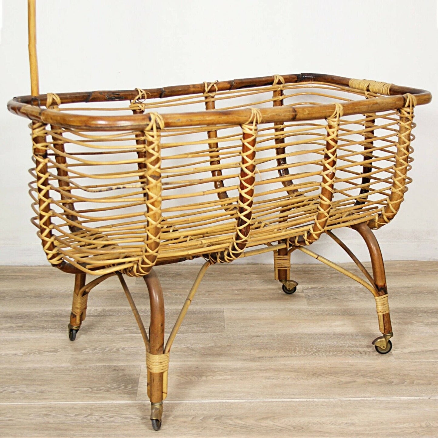 CULLA NEONATO VIMINI ANTICA LETTINO ART DECO IN BAMBU VINTAGE ANNI 40 FIORIERA Other