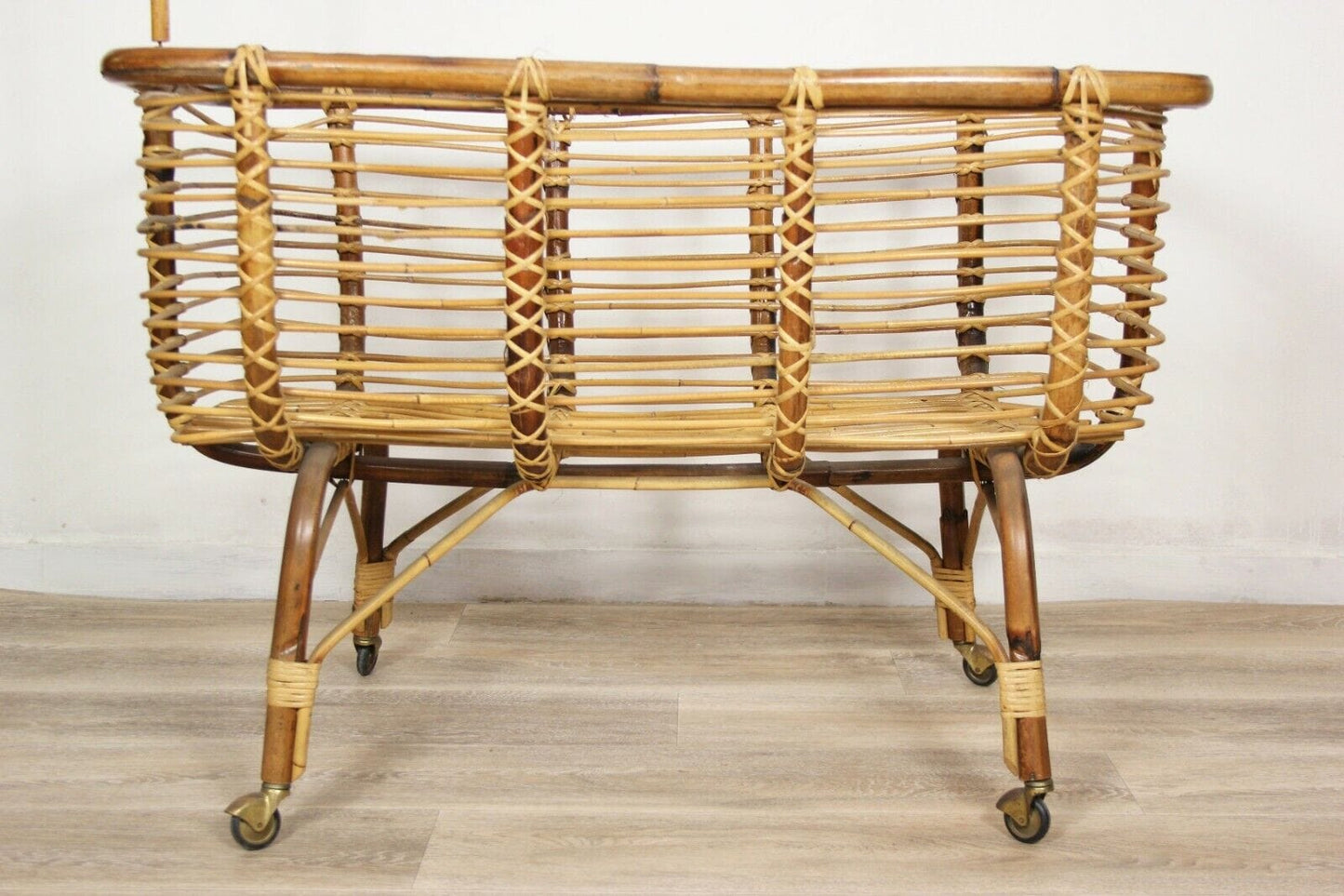 CULLA NEONATO VIMINI ANTICA LETTINO ART DECO IN BAMBU VINTAGE ANNI 40 FIORIERA Other