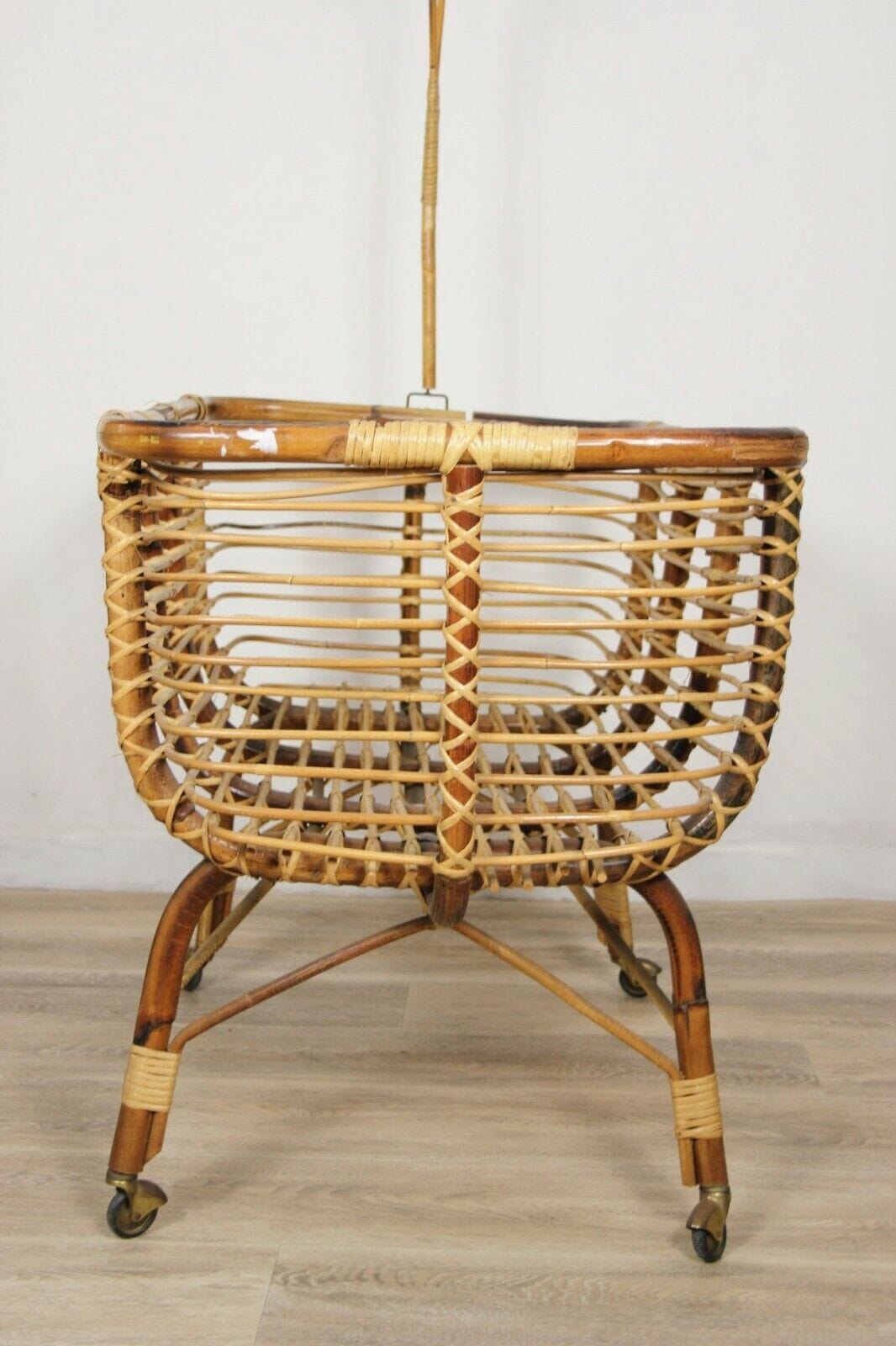 CULLA NEONATO VIMINI ANTICA LETTINO ART DECO IN BAMBU VINTAGE ANNI 40 FIORIERA Other
