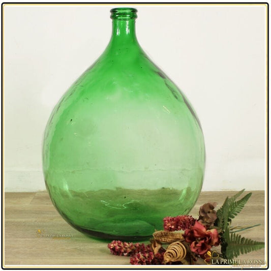 Damigiana in vetro da 54 litri antica vecchio boccione verde da per giardino Vetri e Cristalli