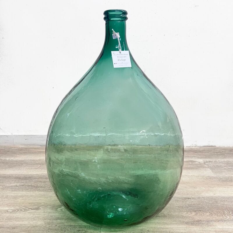 Damigiana in vetro soffiato da 54 litri antica vecchio boccione verde per  vino
