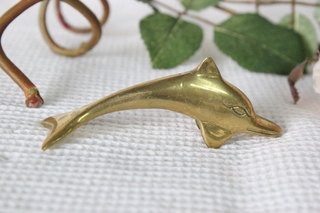 DELFINO VINTAGE IN OTTONE DA COLLEZIONE H CM 3 Ottone