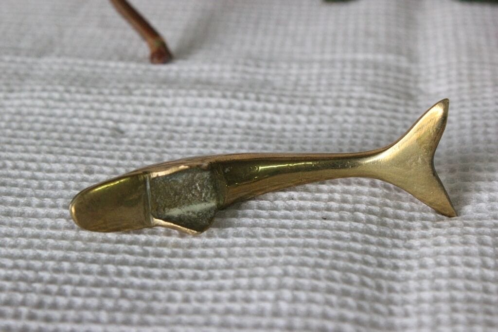 DELFINO VINTAGE IN OTTONE DA COLLEZIONE H CM 3 Ottone