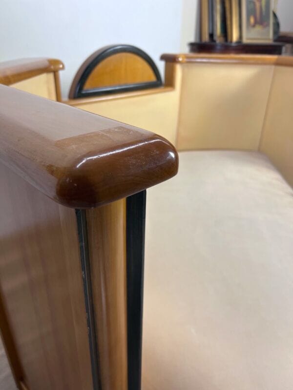 Divano a due posti stile Art Dèco in legno chiaro Divanetto Sofà antico Panca Arredamento