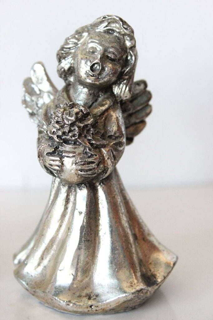 DUE ANGELI VINTAGE LAMINATI ARGENTO H CM 9,5 ANGIOLETTO COPPIA CHERUBINI Sheffield & Argento
