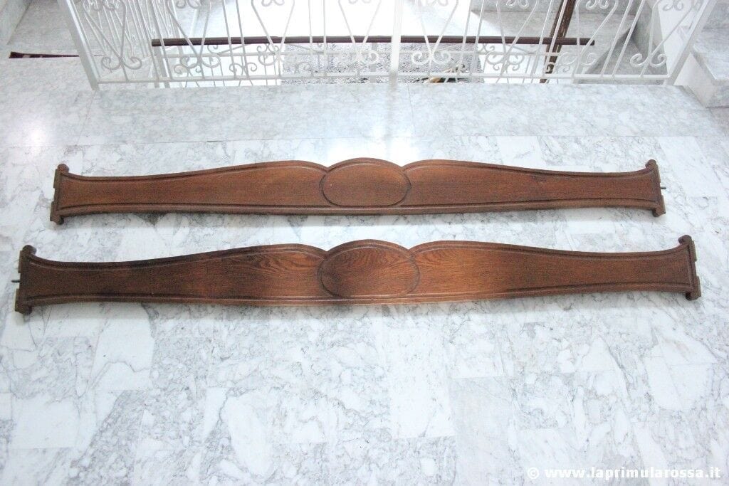 DUE SPONDE ANTICHE X LETTO L. cm 190 - COPPIA DI CIMASE D'EPOCA - LEGNO RECUPERO Restauro