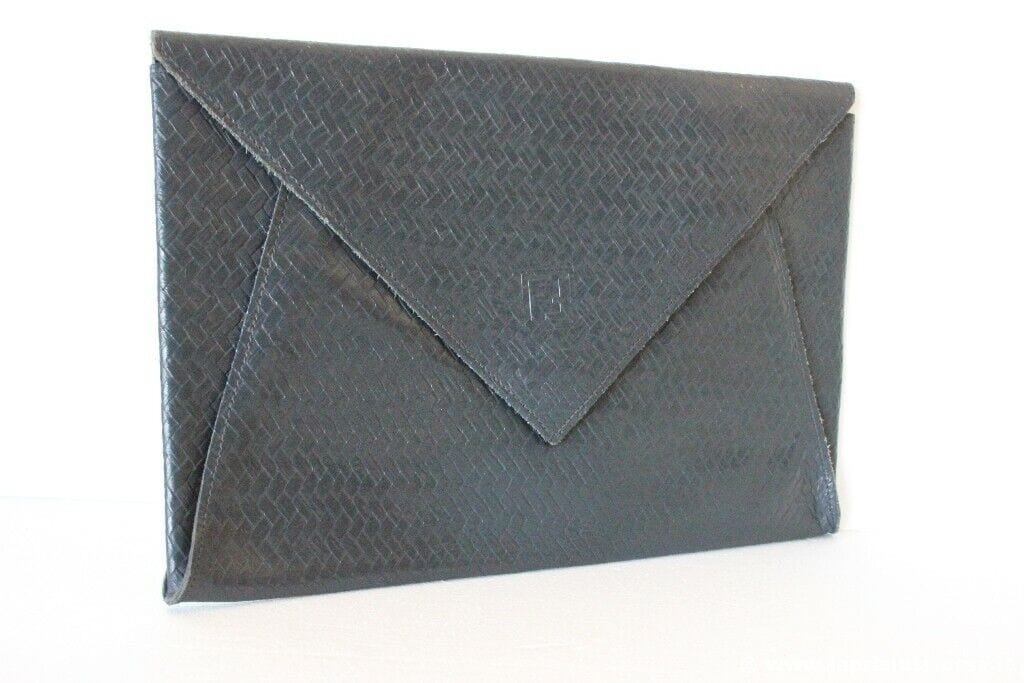 FENDI ROMA 1925 ITALY BORSA A BUSTA VINTAGE IN PELLE BLU LEATHER WOMAN HAND BAG Borse Scialli & Foulard