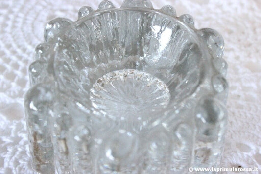 FERMACARTE ANTICO IN VETRO \ VINTAGE GLASS PIANO COSTER CUP / POSACENERE Vetri e Cristalli