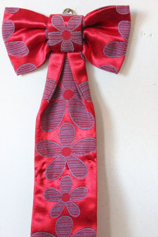 FIOCCO DECORATIVO VINTAGE IN TESSUTO H CM 70 / CRAVATTA DA PARETE IN STOFFA Corredo Pizzi e Tessuti