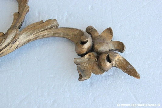 FREGIO DECORATIVO ANTICO IN LEGNO DORATO L.cm 30 INTAGLIO D'EPOCA CIMASA '900 Restauro