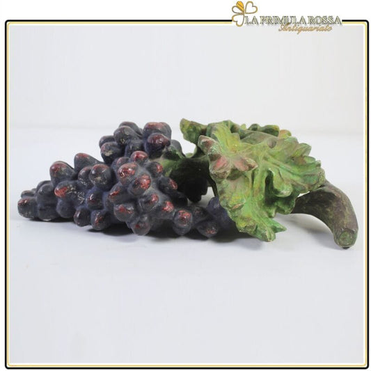 Fregio decorazione in di legno scolpito grappolo d' uva nera frutta vintage Restauro