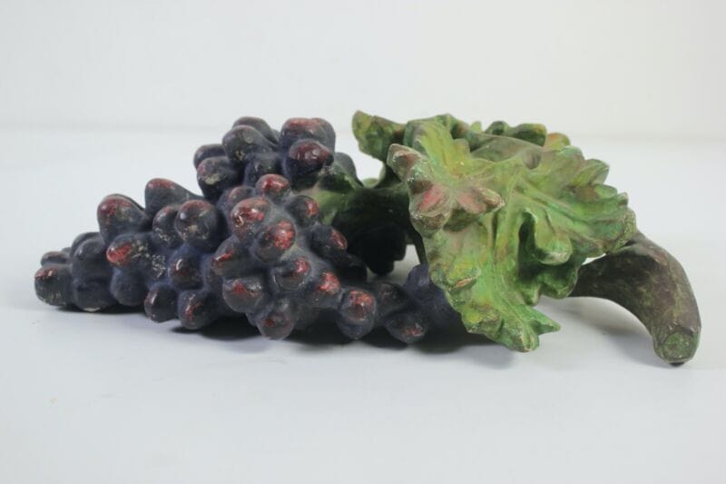 Fregio decorazione in di legno scolpito grappolo d' uva nera frutta vintage Restauro