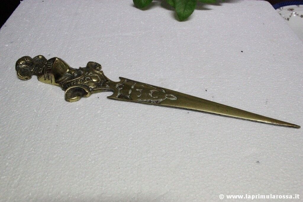 GRANDE SFOGLIA CARTE D'EPOCA IN OTTONE L.cm 35 VINTAGE SOLID BRASS PAPER KNIFE Ottone