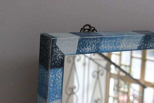 GRANDE SPECCHIO VINTAGE DA PARETE CORNICE COLORE AZZURRO CM 50 X 100 SPECCHIERA Complementi d'arredo