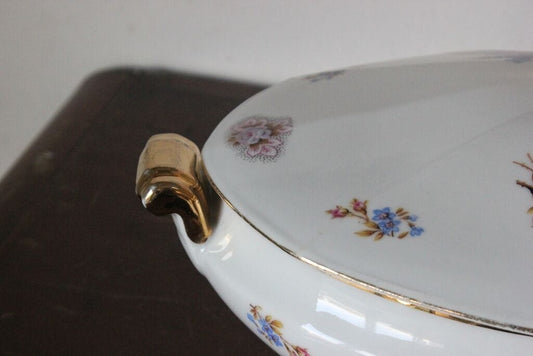 GRANDE ZUPPIERA ANTICA IN CERAMICA h 20 cm - LEGUMIERA - VECCHIO CENTROTAVOLA Ceramiche e Porcellane