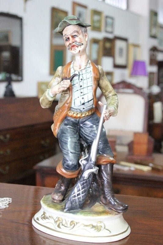 HUNTER VINTAGE LARGE PORCELAIN CAPODIMONTE H cm 33 MADE ITALY - FIGURA D'EPOCA Ceramiche e Porcellane