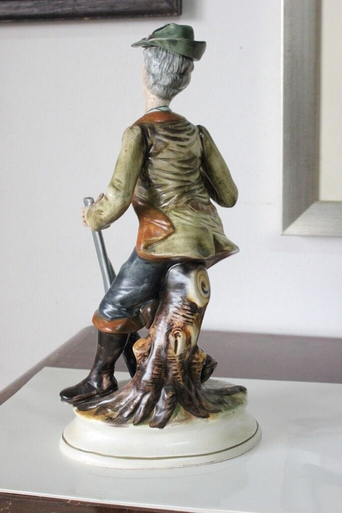 HUNTER VINTAGE LARGE PORCELAIN CAPODIMONTE H cm 33 MADE ITALY - FIGURA D'EPOCA Ceramiche e Porcellane