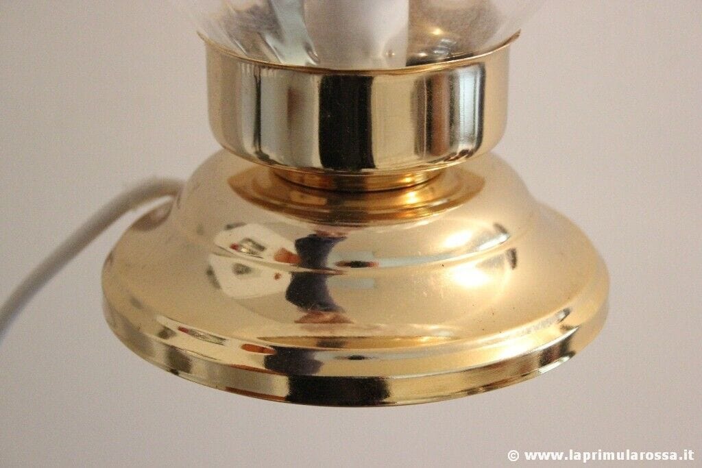 LAMPADA ANNI '80 CON BASE IN METALLO DORATO h cm 26 - LUME - VINTAGE ABAT JOUR Lampade Appliques