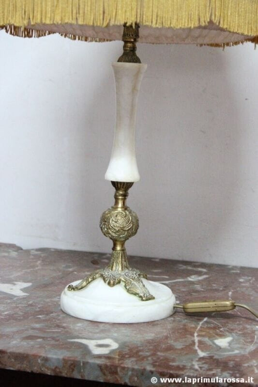 LAMPADA D'EPOCA IN ALABASTRO E OTTONE H cm 63 - VECCHIO LUME DA SALOTTO Lampade Appliques
