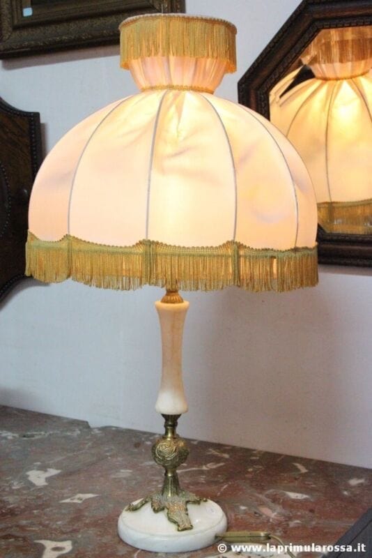LAMPADA D'EPOCA IN ALABASTRO E OTTONE H cm 63 - VECCHIO LUME DA SALOTTO Lampade Appliques