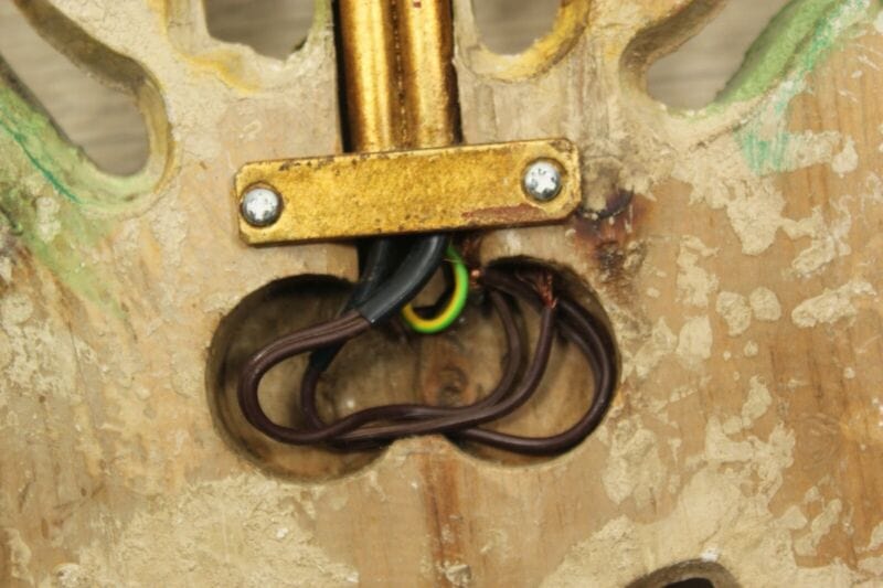 Lampada da parete muro in legno frutta con paralume tessuto Florenz Lamp 2276 .A Lampade Appliques