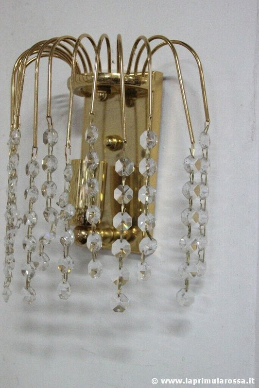 LAMPADA DA PARETE RETRO APPLIQUE METALLO FINITURA ORO E STRASS IN CRISTALLO Lampade Appliques
