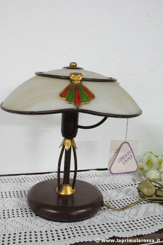 LAMPADA DA TAVOLO ANNI 80 LIBERTI LAMP ABAT JOUR RUSTICA - VINTAGE ITALIAN LAMP Lampade Appliques