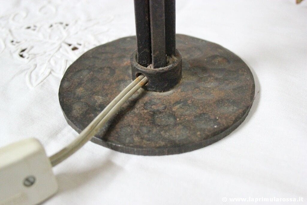 LAMPADA DA TAVOLO D'EPOCA CON BASE IN FERRO H cm 40 - LUME VINTAGE - ABAT JOUR Lampade Appliques