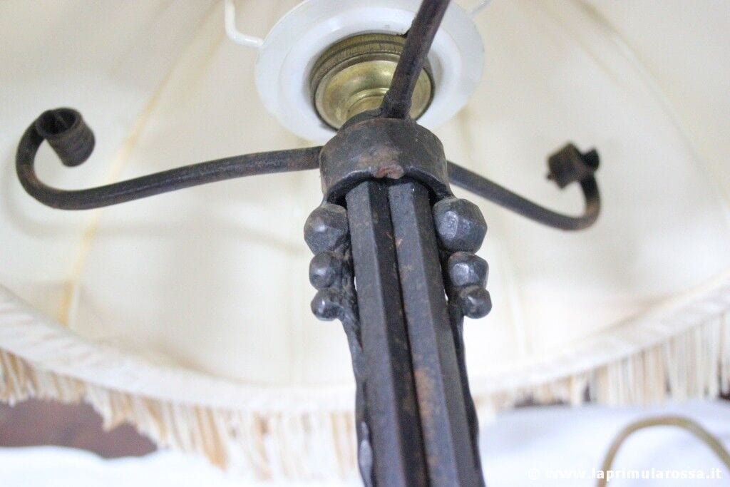 LAMPADA DA TAVOLO D'EPOCA CON BASE IN FERRO H cm 40 - LUME VINTAGE - ABAT JOUR Lampade Appliques