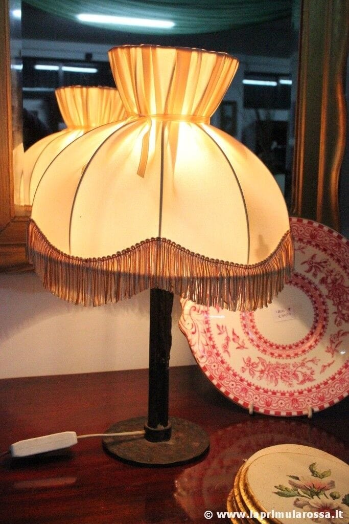 LAMPADA DA TAVOLO D'EPOCA CON BASE IN FERRO H cm 40 - LUME VINTAGE - ABAT JOUR Lampade Appliques