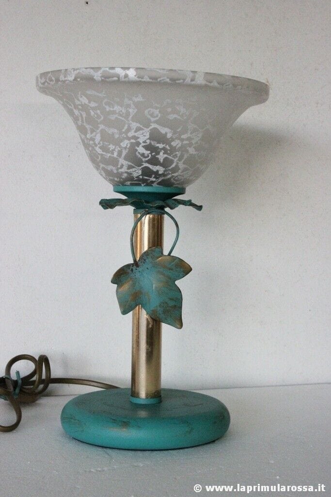 LAMPADA DA TAVOLO VINTAGE STILE SHABBY ABAT JOUR BASE DIPINTA TABLE LAMP ITALY Lampade Appliques