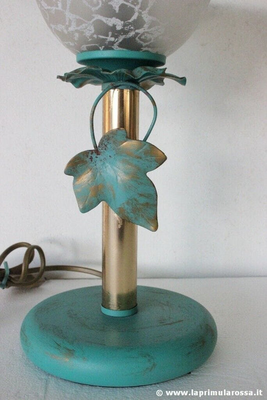 LAMPADA DA TAVOLO VINTAGE STILE SHABBY ABAT JOUR BASE DIPINTA TABLE LAMP ITALY Lampade Appliques