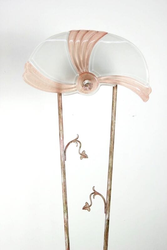 Lampada da terra piantana in ferro dipinta arte fiorentina vetro murano lume Lampade Appliques