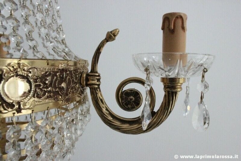 Lampadario stile Antico Impero con cristallo swarovski e oro classico elegante Lampade Appliques
