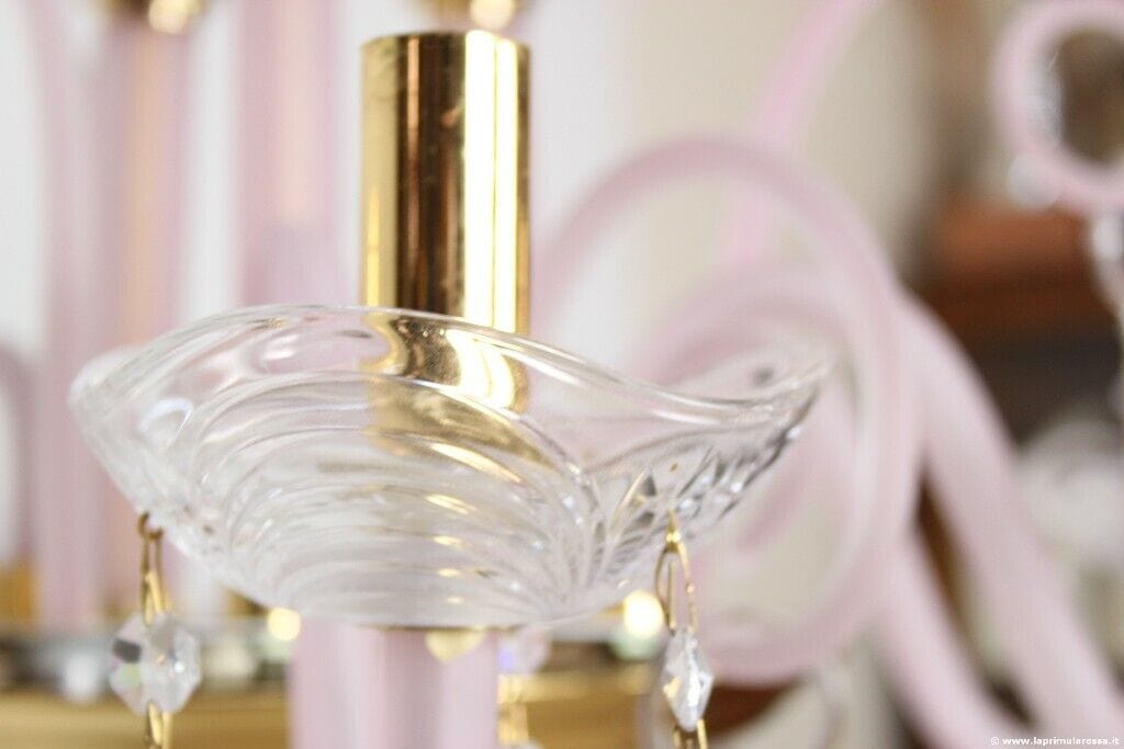 LAMPADARIO VINTAGE A SEI BRACCI IN VETRO MURANO MADE IN ITALY CHANDELIER Lampade Appliques