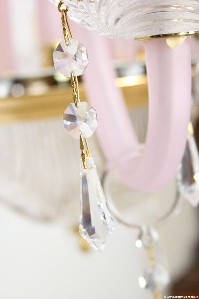 LAMPADARIO VINTAGE A SEI BRACCI IN VETRO MURANO MADE IN ITALY CHANDELIER Lampade Appliques