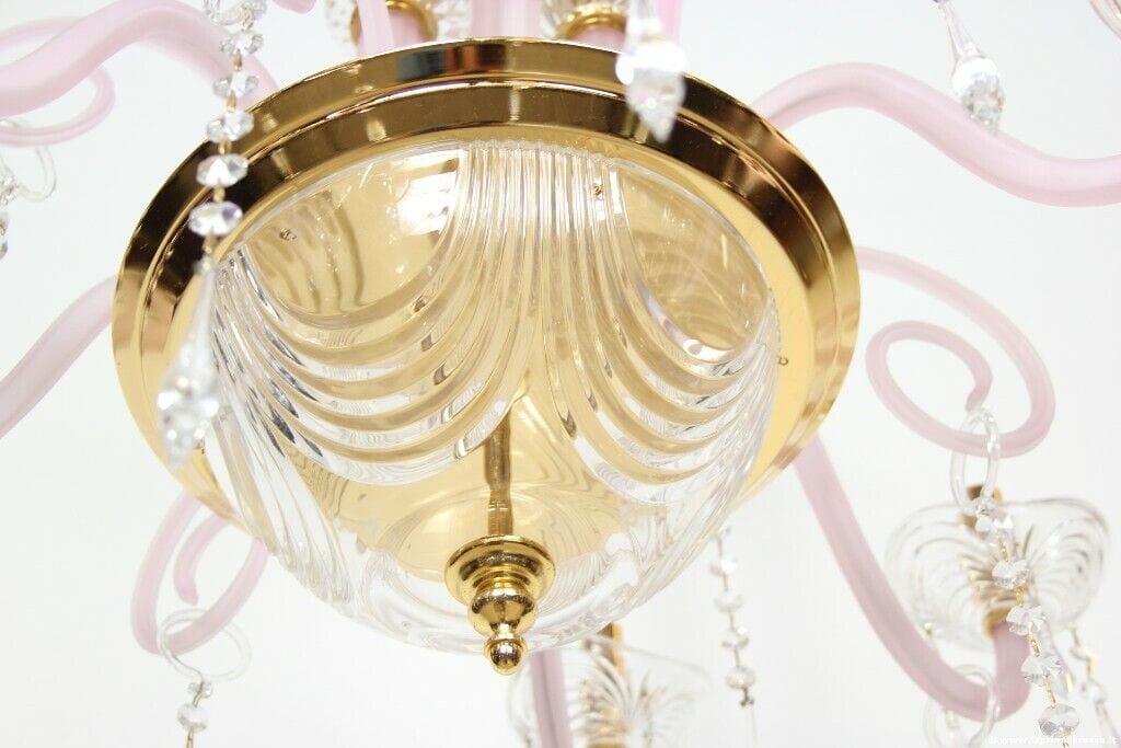 LAMPADARIO VINTAGE A SEI BRACCI IN VETRO MURANO MADE IN ITALY CHANDELIER Lampade Appliques
