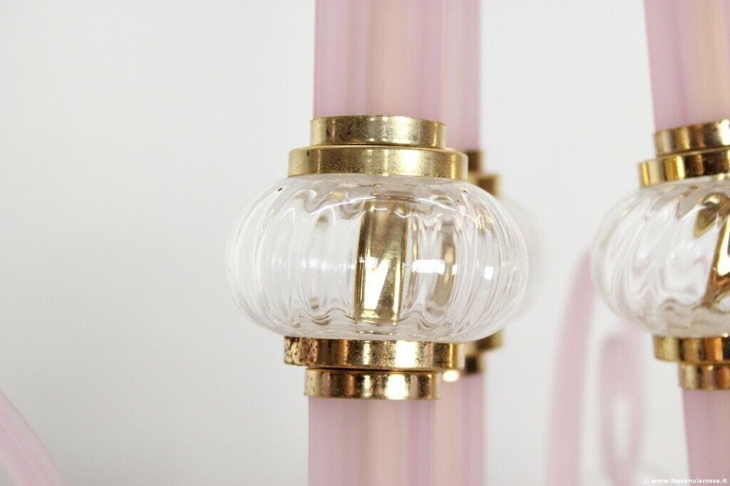 LAMPADARIO VINTAGE A SEI BRACCI IN VETRO MURANO MADE IN ITALY CHANDELIER Lampade Appliques
